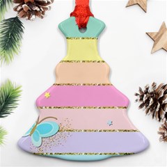 Pastel, Butterfly, Spring, Stripes, Christmas Tree Ornament (two Sides)