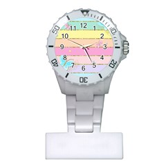 Pastel, Butterfly, Spring, Stripes, Plastic Nurses Watch by kyorashop23