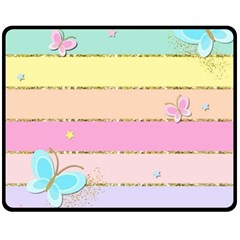 Pastel, Butterfly, Spring, Stripes, Two Sides Fleece Blanket (medium) by kyorashop23