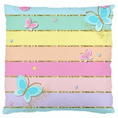 Pastel, Butterfly, Spring, Stripes, Standard Premium Plush Fleece Cushion Case (two Sides)