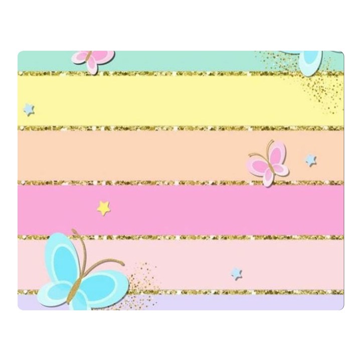 Pastel, Butterfly, Spring, Stripes, Two Sides Premium Plush Fleece Blanket (Large)