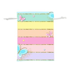 Pastel, Butterfly, Spring, Stripes, Lightweight Drawstring Pouch (s) by kyorashop23