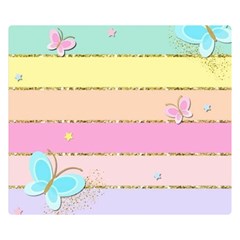 Pastel, Butterfly, Spring, Stripes, Premium Plush Fleece Blanket (small) by kyorashop23