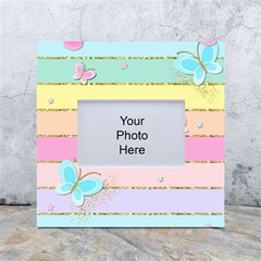 Pastel, Butterfly, Spring, Stripes, White Box Photo Frame 4  X 6  by kyorashop23