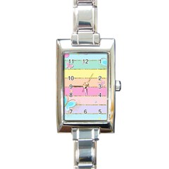 Pastel, Butterfly, Spring, Stripes, Rectangle Italian Charm Watch by kyorashop23