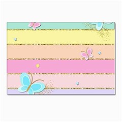 Pastel, Butterfly, Spring, Stripes, Postcard 4 x 6  (pkg Of 10) by kyorashop23