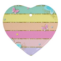 Pastel, Butterfly, Spring, Stripes, Heart Ornament (two Sides)