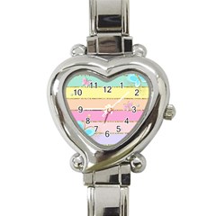 Pastel, Butterfly, Spring, Stripes, Heart Italian Charm Watch by kyorashop23