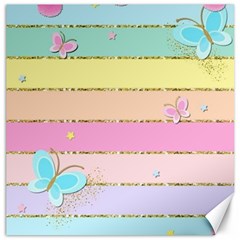 Pastel, Butterfly, Spring, Stripes, Canvas 12  X 12  by kyorashop23