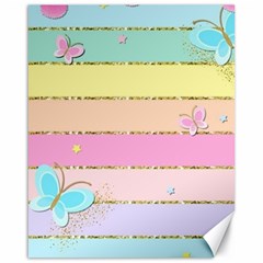 Pastel, Butterfly, Spring, Stripes, Canvas 16  X 20  by kyorashop23