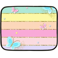 Pastel, Butterfly, Spring, Stripes, Two Sides Fleece Blanket (mini) by kyorashop23