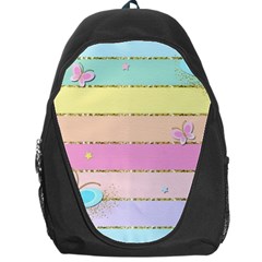 Pastel, Butterfly, Spring, Stripes, Backpack Bag by kyorashop23