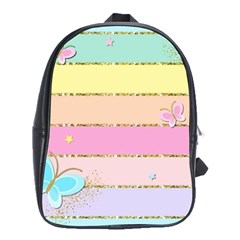 Pastel, Butterfly, Spring, Stripes, School Bag (xl) by kyorashop23