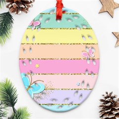 Pastel, Butterfly, Spring, Stripes, Oval Filigree Ornament (two Sides)