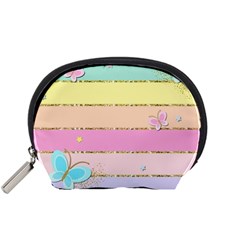 Pastel, Butterfly, Spring, Stripes, Accessory Pouch (small) by kyorashop23