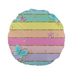 Pastel, Butterfly, Spring, Stripes, Standard 15  Premium Flano Round Cushions Front