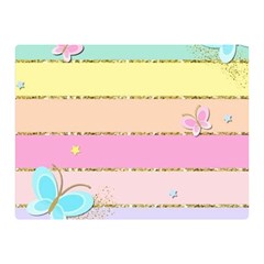 Pastel, Butterfly, Spring, Stripes, Two Sides Premium Plush Fleece Blanket (mini) by kyorashop23