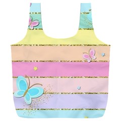 Pastel, Butterfly, Spring, Stripes, Full Print Recycle Bag (xxxl) by kyorashop23