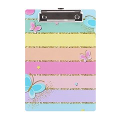 Pastel, Butterfly, Spring, Stripes, A5 Acrylic Clipboard by kyorashop23