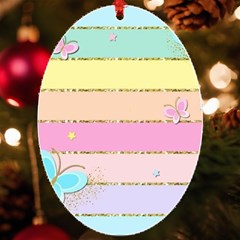 Pastel, Butterfly, Spring, Stripes, Uv Print Acrylic Ornament Oval