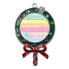 Pastel, Butterfly, Spring, Stripes, Metal X mas Lollipop With Crystal Ornament by kyorashop23