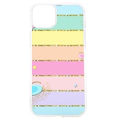 Pastel, Butterfly, Spring, Stripes, Iphone 15 Tpu Uv Print Case by kyorashop23