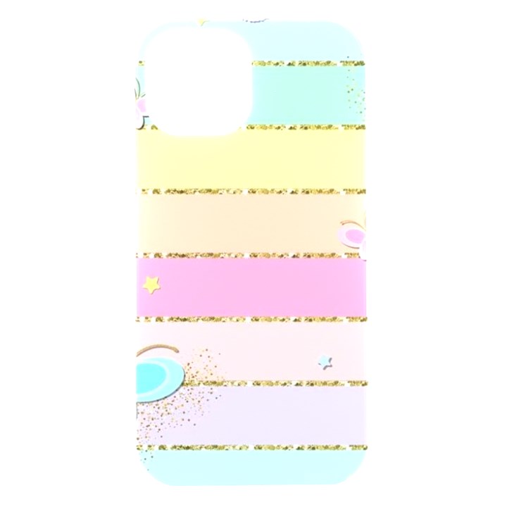 Pastel, Butterfly, Spring, Stripes, iPhone 15 Black UV Print PC Hardshell Case