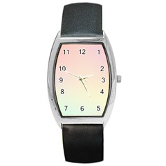 Rainbow Pastel, Purple, Gradient, Light, Led, Pink, Simple Barrel Style Metal Watch by kyorashop23