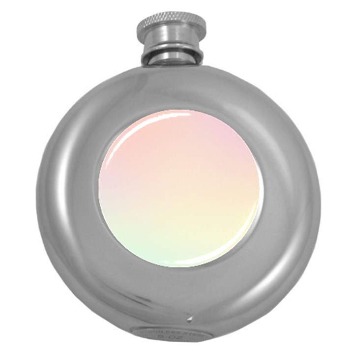 Rainbow Pastel, Purple, Gradient, Light, Led, Pink, Simple Round Hip Flask (5 oz)