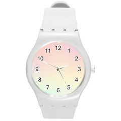 Rainbow Pastel, Purple, Gradient, Light, Led, Pink, Simple Round Plastic Sport Watch (m) by kyorashop23