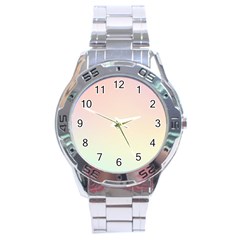 Rainbow Pastel, Purple, Gradient, Light, Led, Pink, Simple Stainless Steel Analogue Watch by kyorashop23