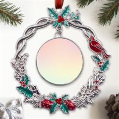 Rainbow Pastel, Purple, Gradient, Light, Led, Pink, Simple Metal X mas Wreath Holly Leaf Ornament