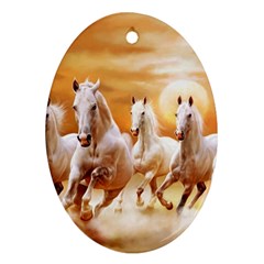 Seven Horses, Sun Oval Ornament (two Sides) by kyorashop23