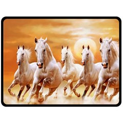 Seven Horses, Sun Two Sides Fleece Blanket (large) by kyorashop23