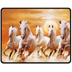 Seven Horses, Sun Two Sides Fleece Blanket (medium) by kyorashop23