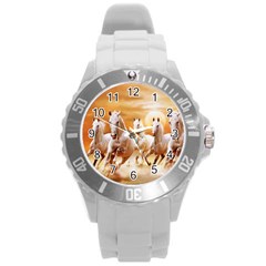 Seven Horses, Sun Round Plastic Sport Watch (l) by kyorashop23