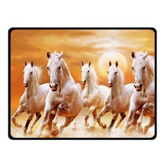 Seven Horses, Sun Two Sides Fleece Blanket (small) by kyorashop23