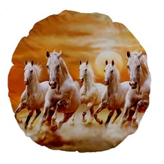 Seven Horses, Sun Large 18  Premium Flano Round Cushions by kyorashop23