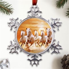 Seven Horses, Sun Metal Large Snowflake Ornament by kyorashop23