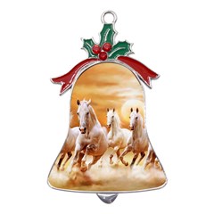 Seven Horses, Sun Metal Holly Leaf Bell Ornament by kyorashop23