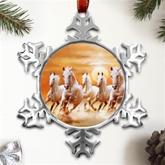 Seven Horses, Sun Metal Small Snowflake Ornament by kyorashop23