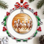 Seven Horses, Sun Metal X mas Wreath Ribbon Ornament Front