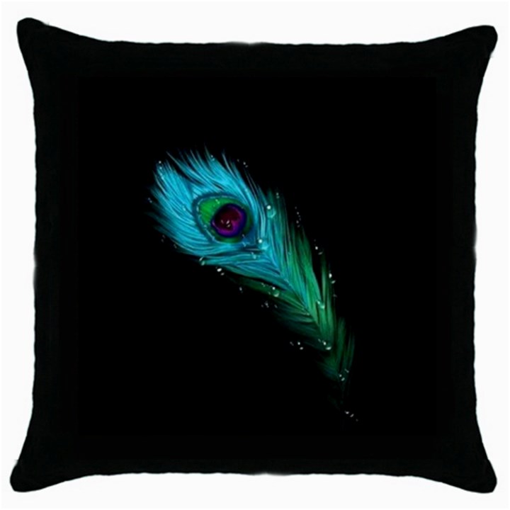 Shree Krishna, Feather, Lord, Rainbows Throw Pillow Case (Black)