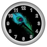 Shree Krishna, Feather, Lord, Rainbows Wall Clock (Silver) Front