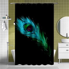 Shree Krishna, Feather, Lord, Rainbows Shower Curtain 48  x 72  (Small) 