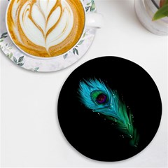 Shree Krishna, Feather, Lord, Rainbows UV Print Round Tile Coaster