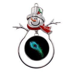 Shree Krishna, Feather, Lord, Rainbows Metal Snowman Ornament by kyorashop23