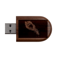 Shree Krishna, Feather, Lord, Rainbows Wood Oval Usb Flash Drive by kyorashop23