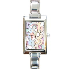 Usheen Carebears, Bears, Cat, Colorful, Cute, Pastel, Pattern Rectangle Italian Charm Watch by kyorashop23