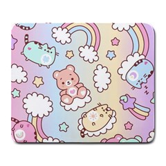 Usheen Carebears, Bears, Cat, Colorful, Cute, Pastel, Pattern Large Mousepad by kyorashop23